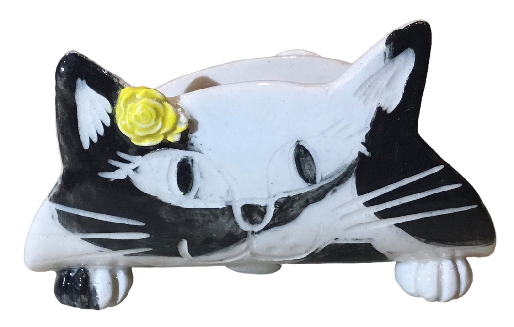 B&W Floral Kitty TacoCat Holder