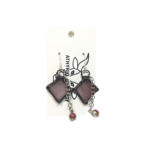 Dark Purple Stained Glass Earrings