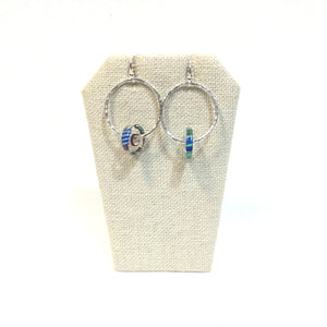 Silver with Glass Bead Hoops--oval