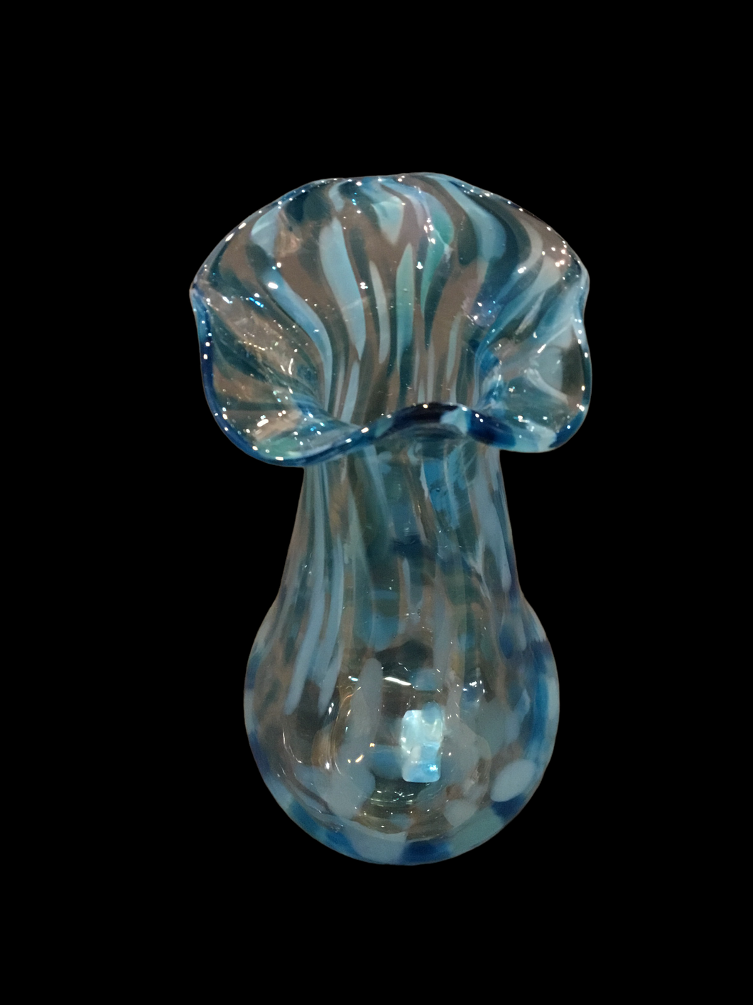Aqua Wavy Lip Vase