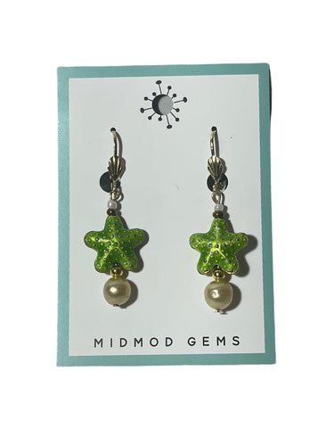 Green Starfish Earrings