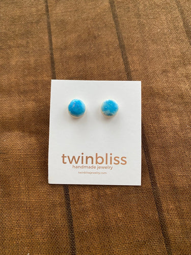 Earth & Sky Artisan Earrings- Light Blue Circle (Posts)