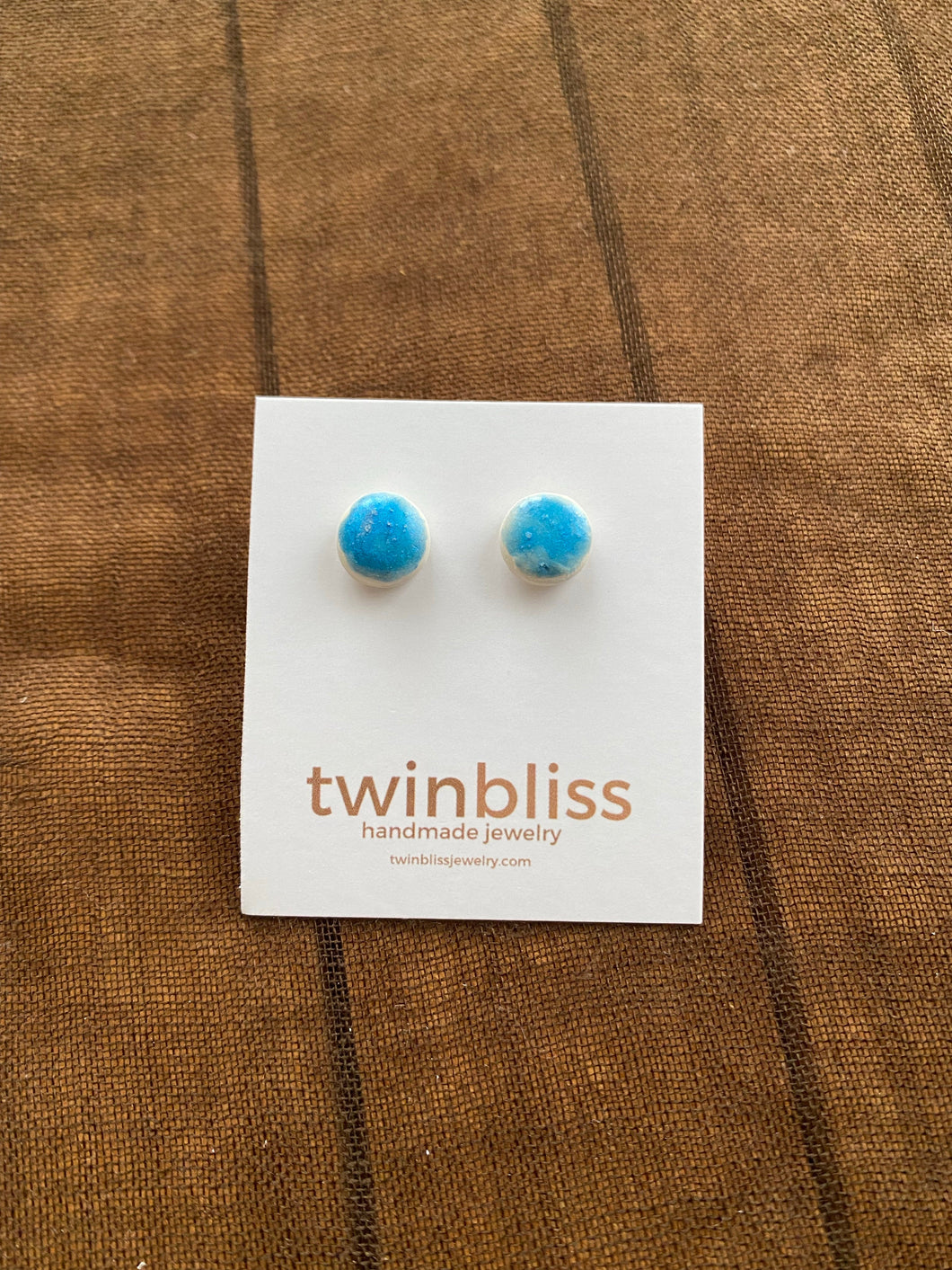 Earth & Sky Artisan Earrings- Light Blue Circle (Posts)