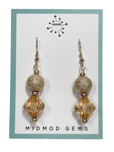 Glitter Champagne Beaded Drop Earrings