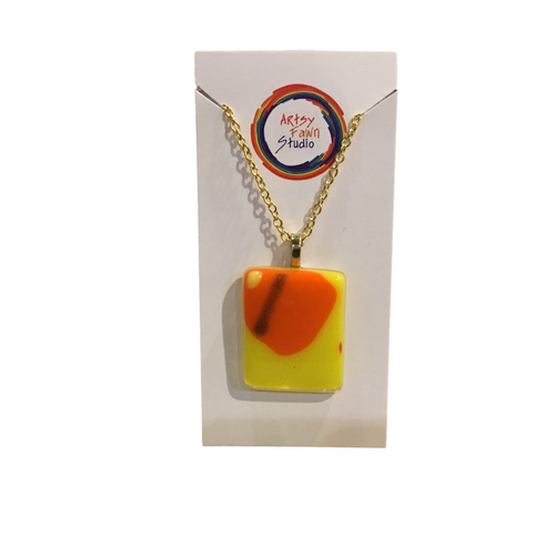 Yellow and orange fused glass necklace