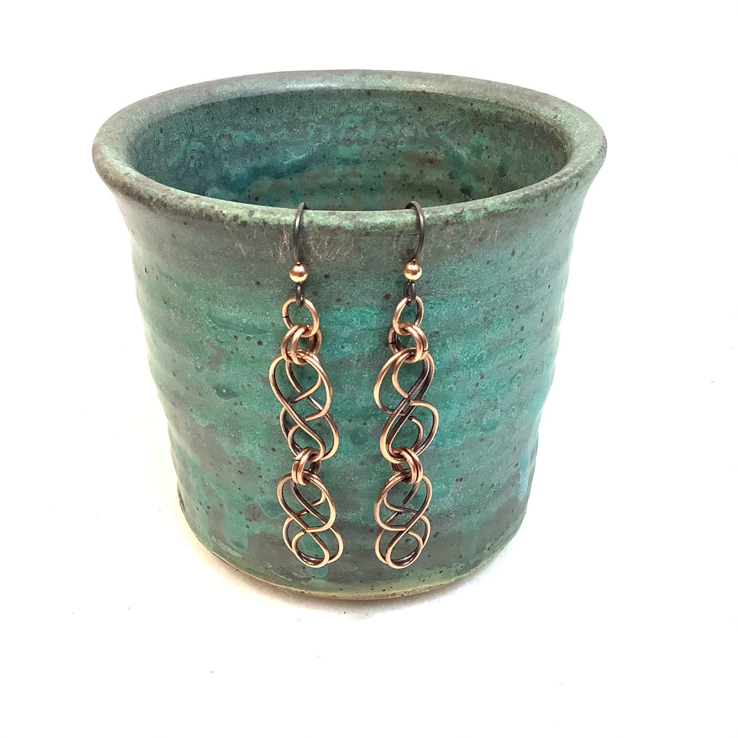Interlocking Lemniscate Copper Earrings