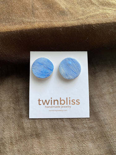 Earth & Sky Artisan Earrings - Circle Posts Pastel Blue