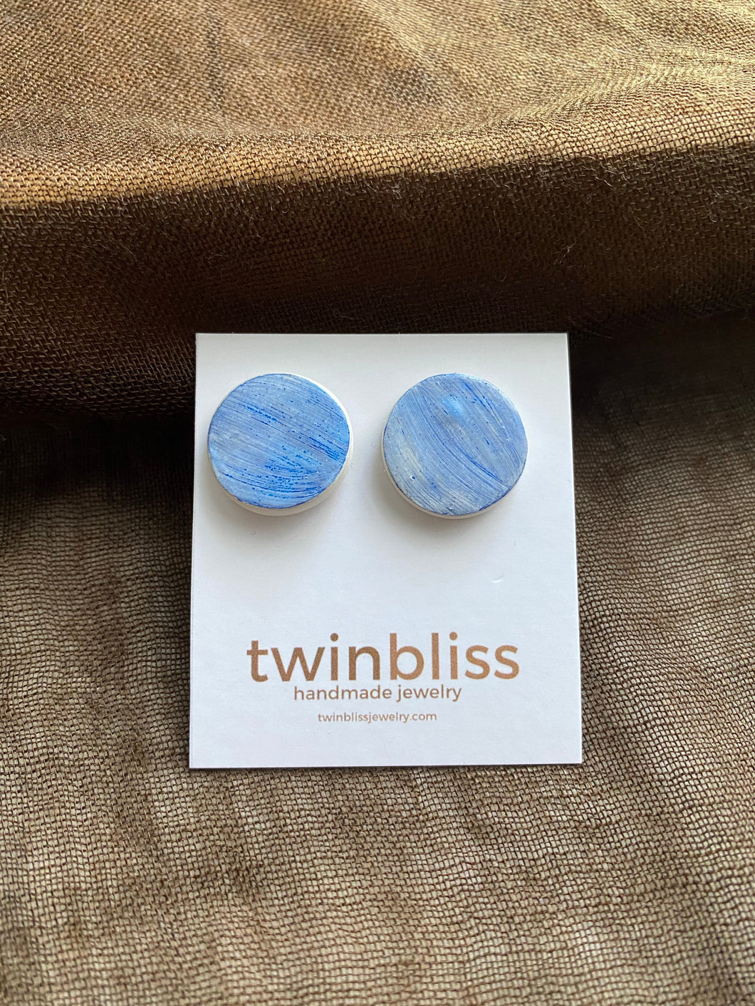 Earth & Sky Artisan Earrings - Circle Posts Pastel Blue
