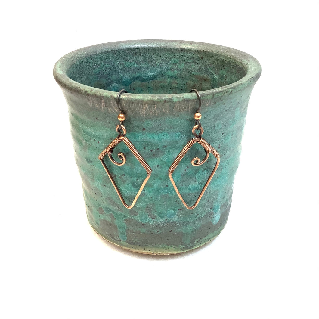 Diamond shaped Copper Earrings