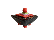 Black and Red Square Lidded Vase