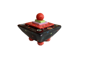 Black and Red Square Lidded Vase