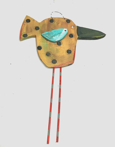 Hanging Bird - Orange w/ Blue Wing