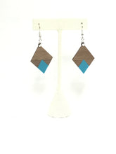Cherry Wood and Aqua Diamond Earrings