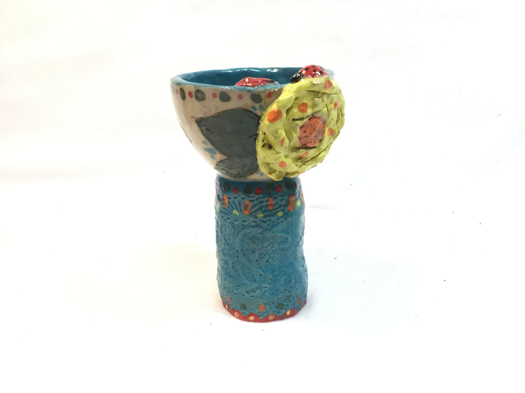 Kissing Frog goblet Blue/Yellow/Green