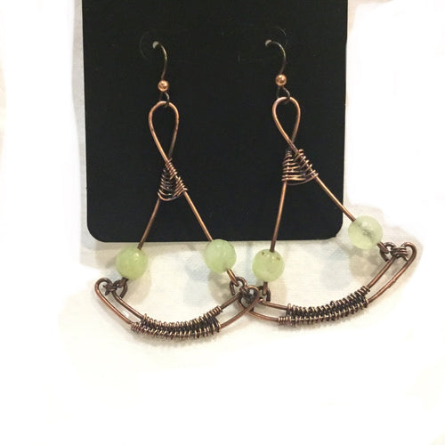 Compass with Aventurine Copper Earrings