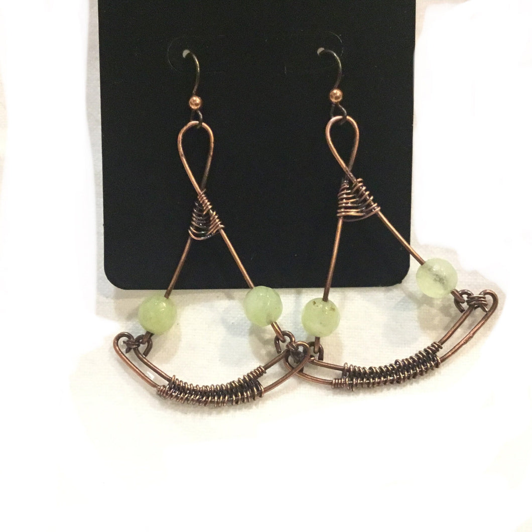 Compass with Aventurine Copper Earrings