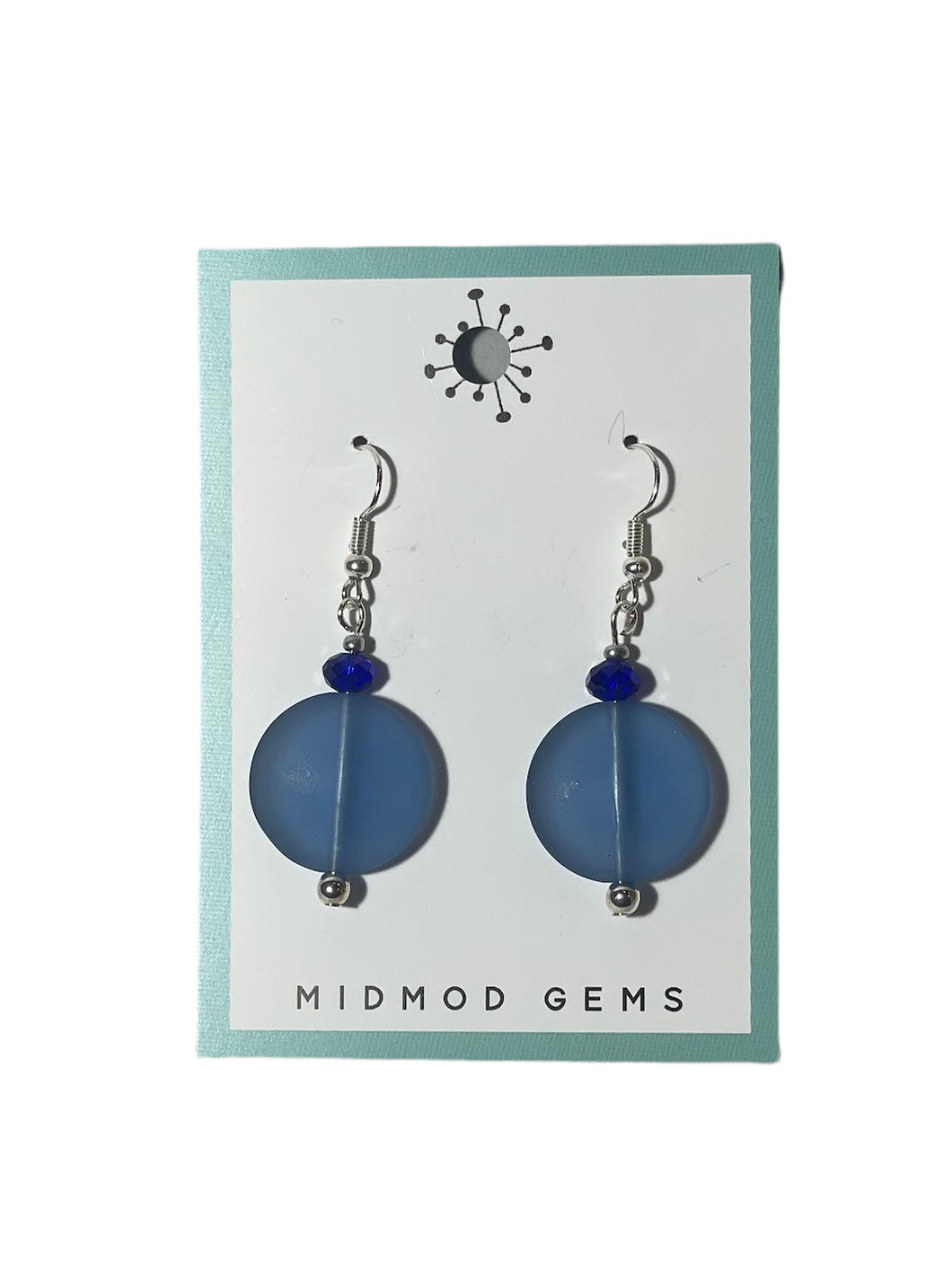 Dusty Blue Round Bead Drop Earrings