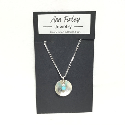 Dome Disc with Turquoise & Pearl Pendant Necklace