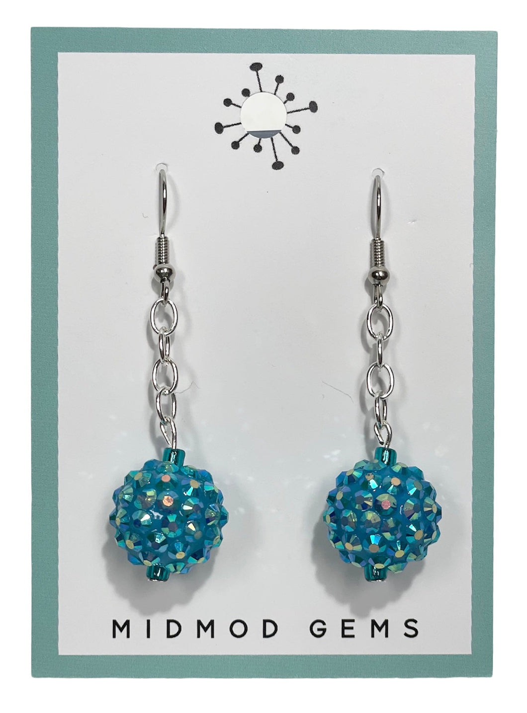 Blue Disco Beaded Drop Earrings
