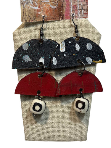 Black / Red with Bead Earrings