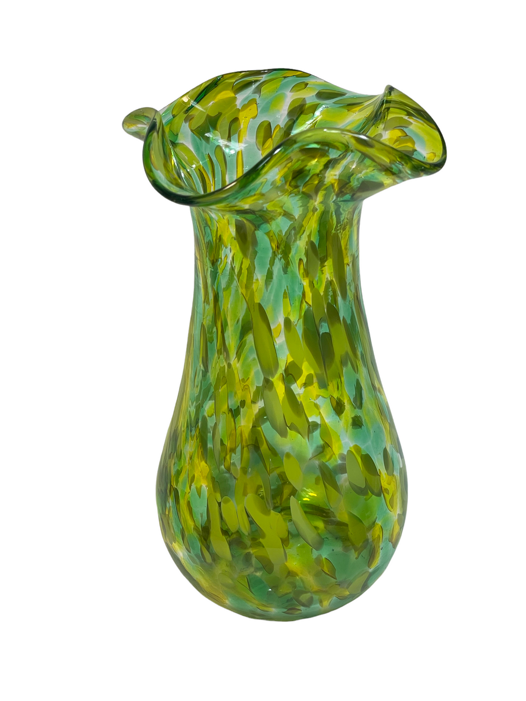 Green Glass Blown Large Vase