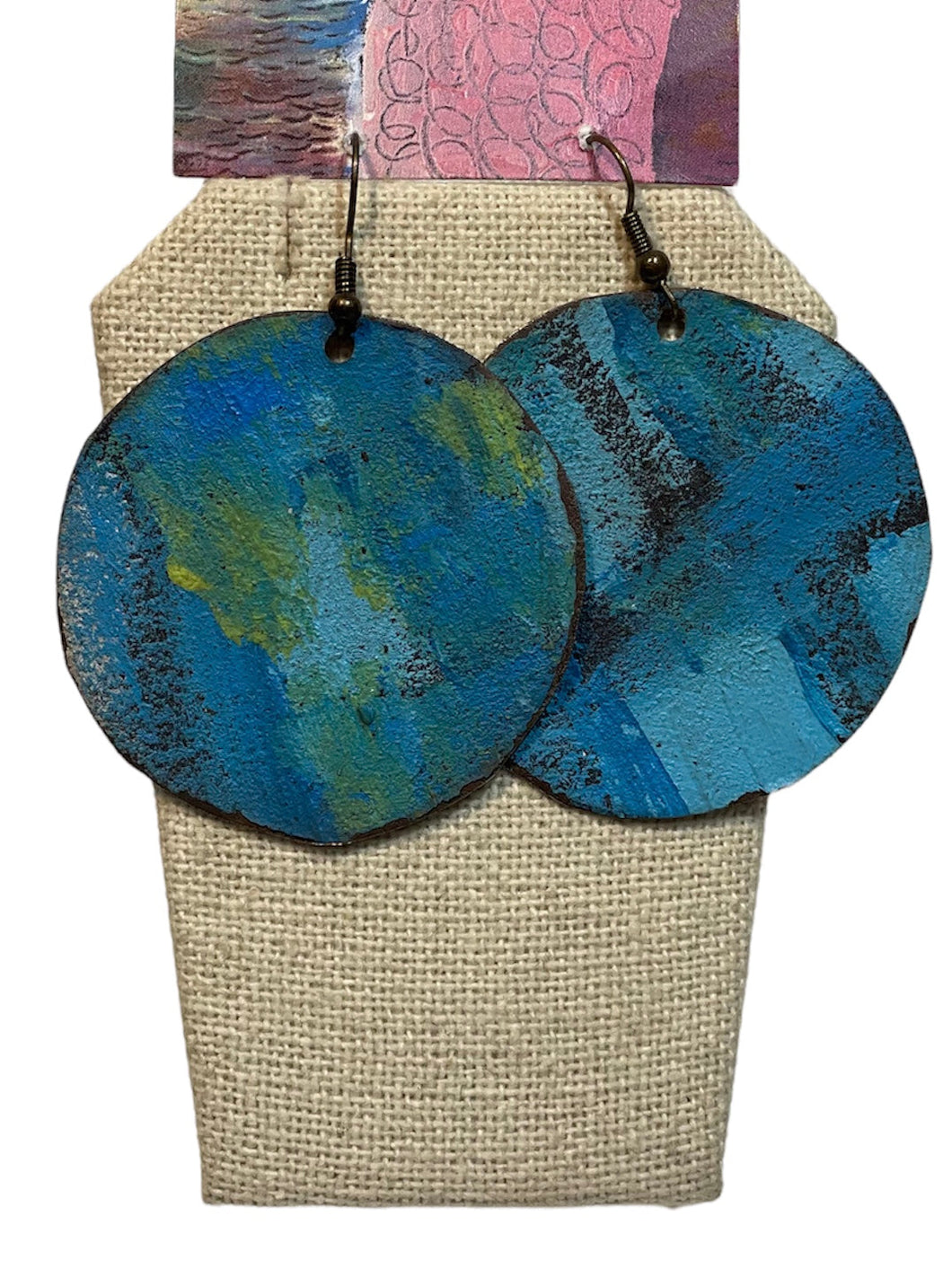 Blue Large Circle Earrings