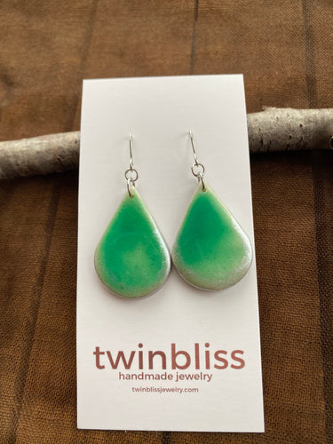 Earth & Sky Artisan Earrings-Green/Silver drop