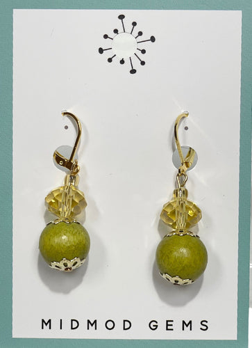 Green Beaded Drop Earrings