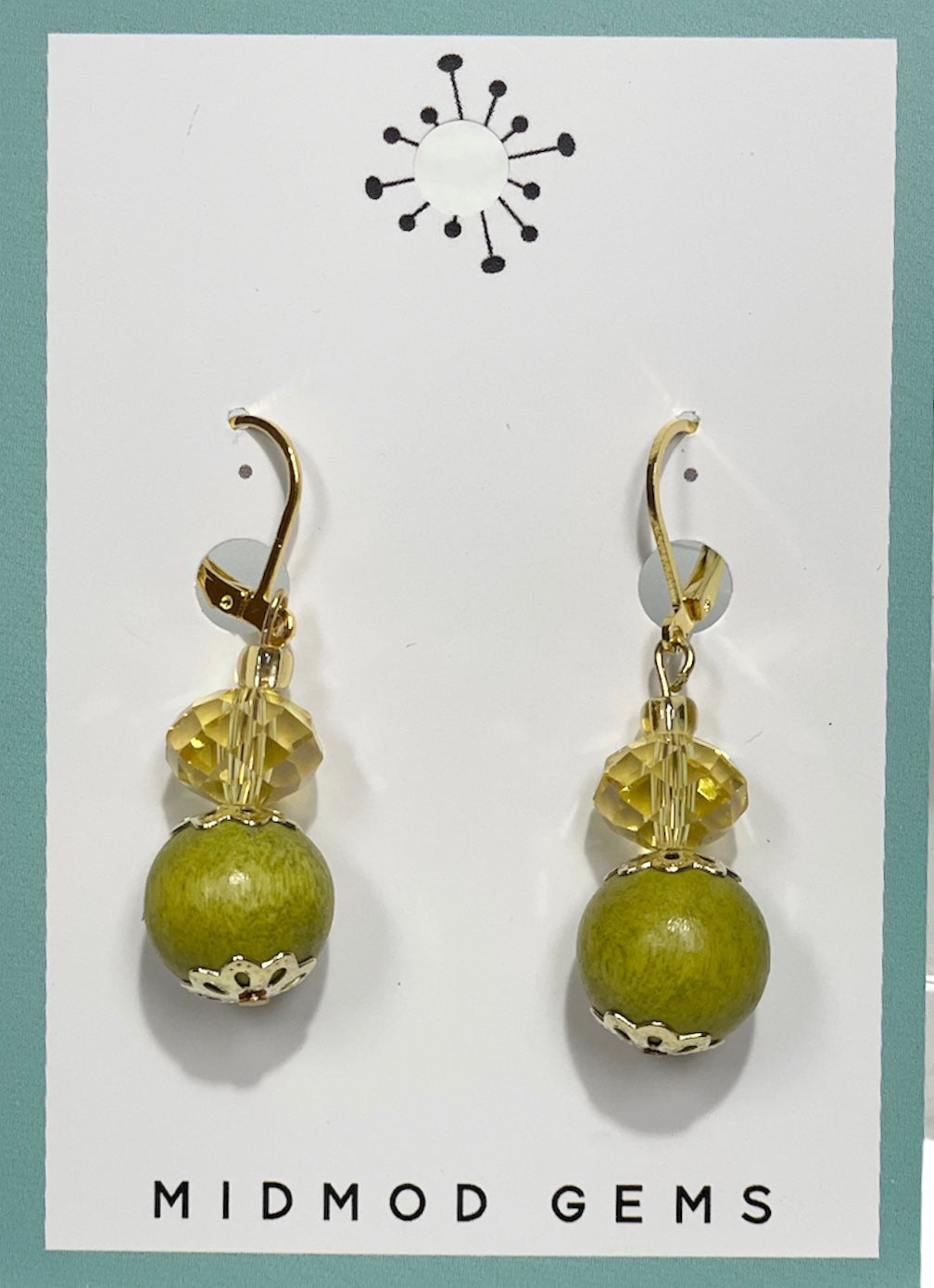 Green Beaded Drop Earrings