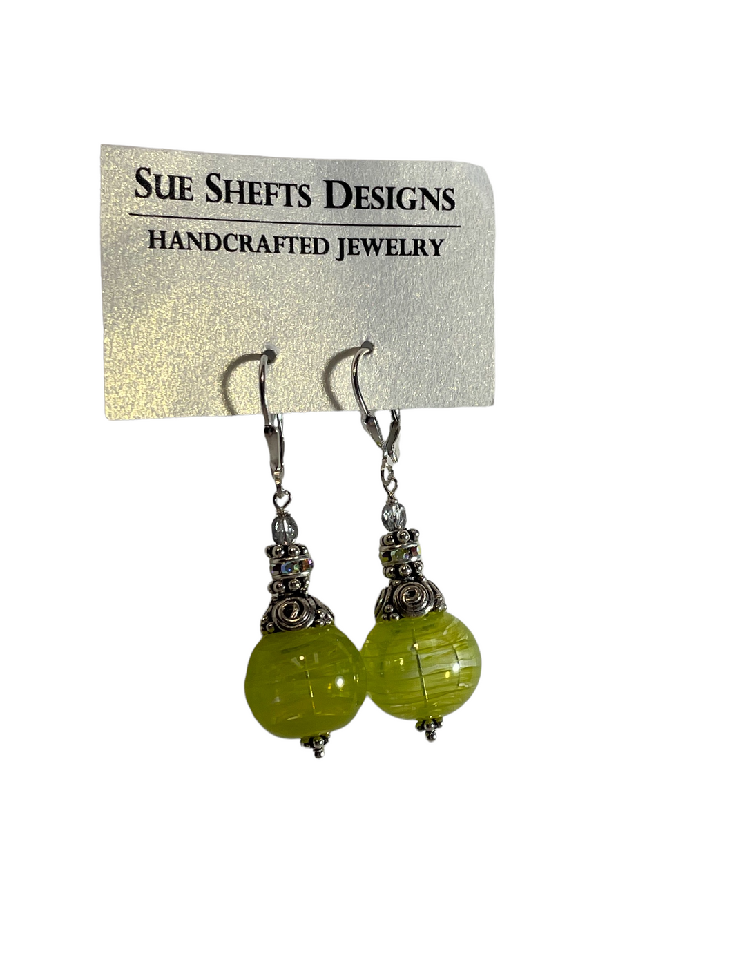 Lime green dangle earrings