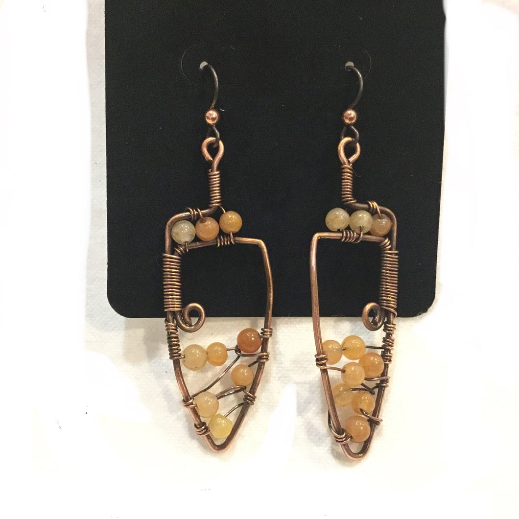 Copper Earrings with Carnelian