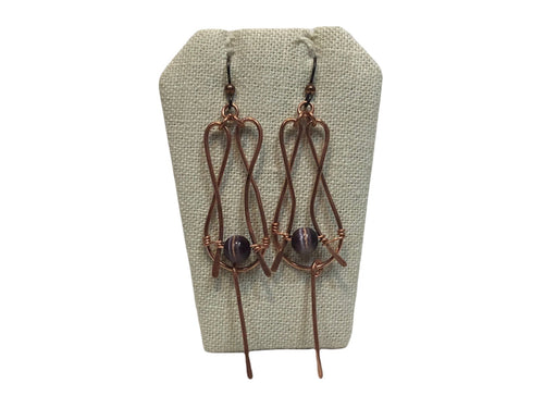 Double Loop with Round Bead Earrings