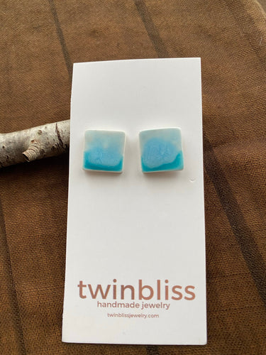 Earth & Sky Artisan Earrings- Blue Sm Square (Posts)