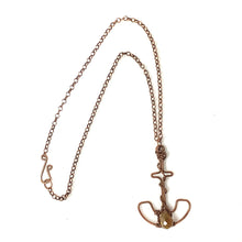 Anchor Copper Necklace with a Rose Quart Gemstone