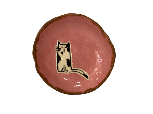 Cat Bowl - Pink and Brown