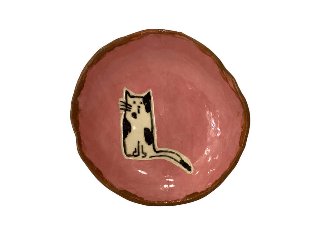 Cat Bowl - Pink and Brown