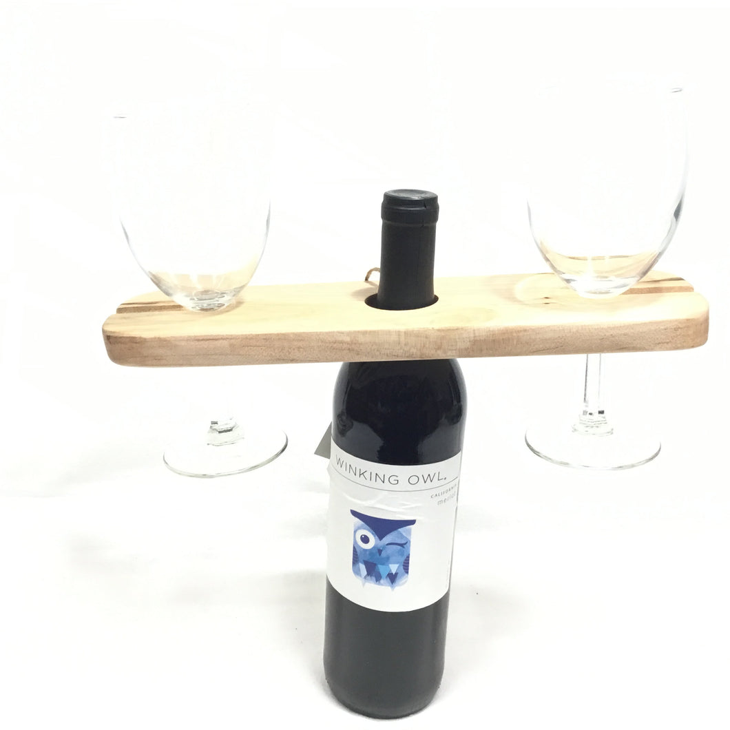 Ambrosia Maple Wine Bottle and Wine Glass Holder