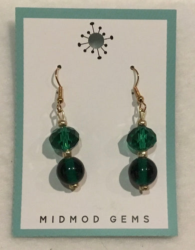 Double green bead Earrings