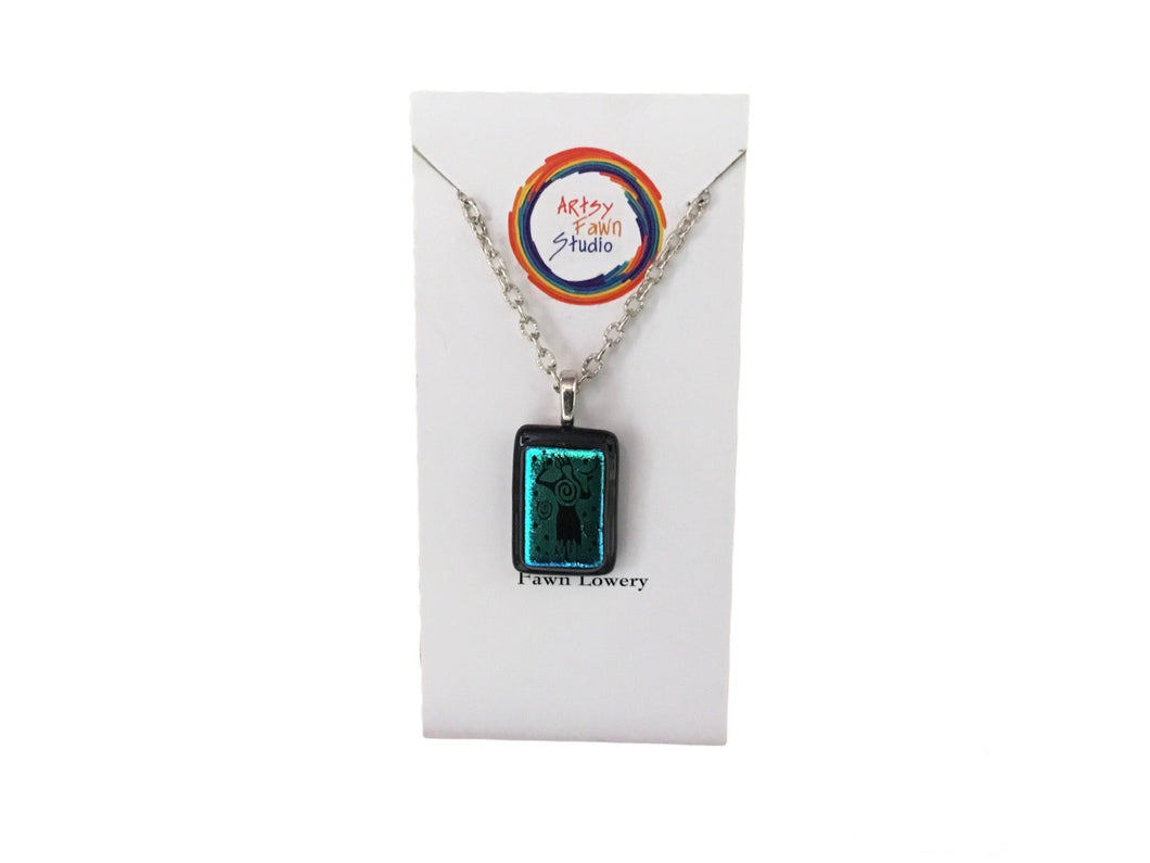 Lady dichroic fused glass necklace