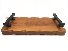 Cherry Serving Tray with Square Iron Handles