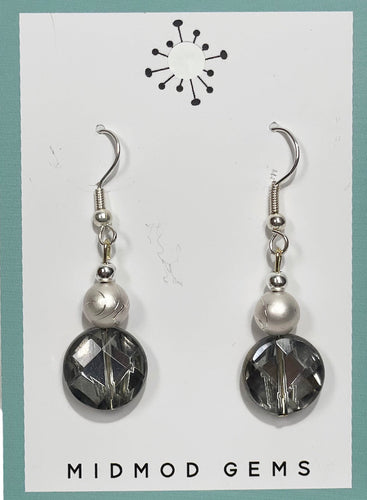 Grey Beaded Drop Earrings