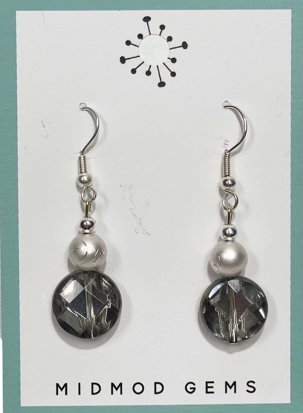 Grey Beaded Drop Earrings