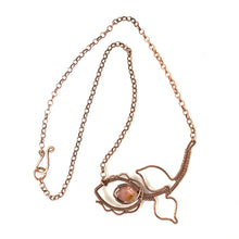 Flower Copper Necklace with Rose Quartz