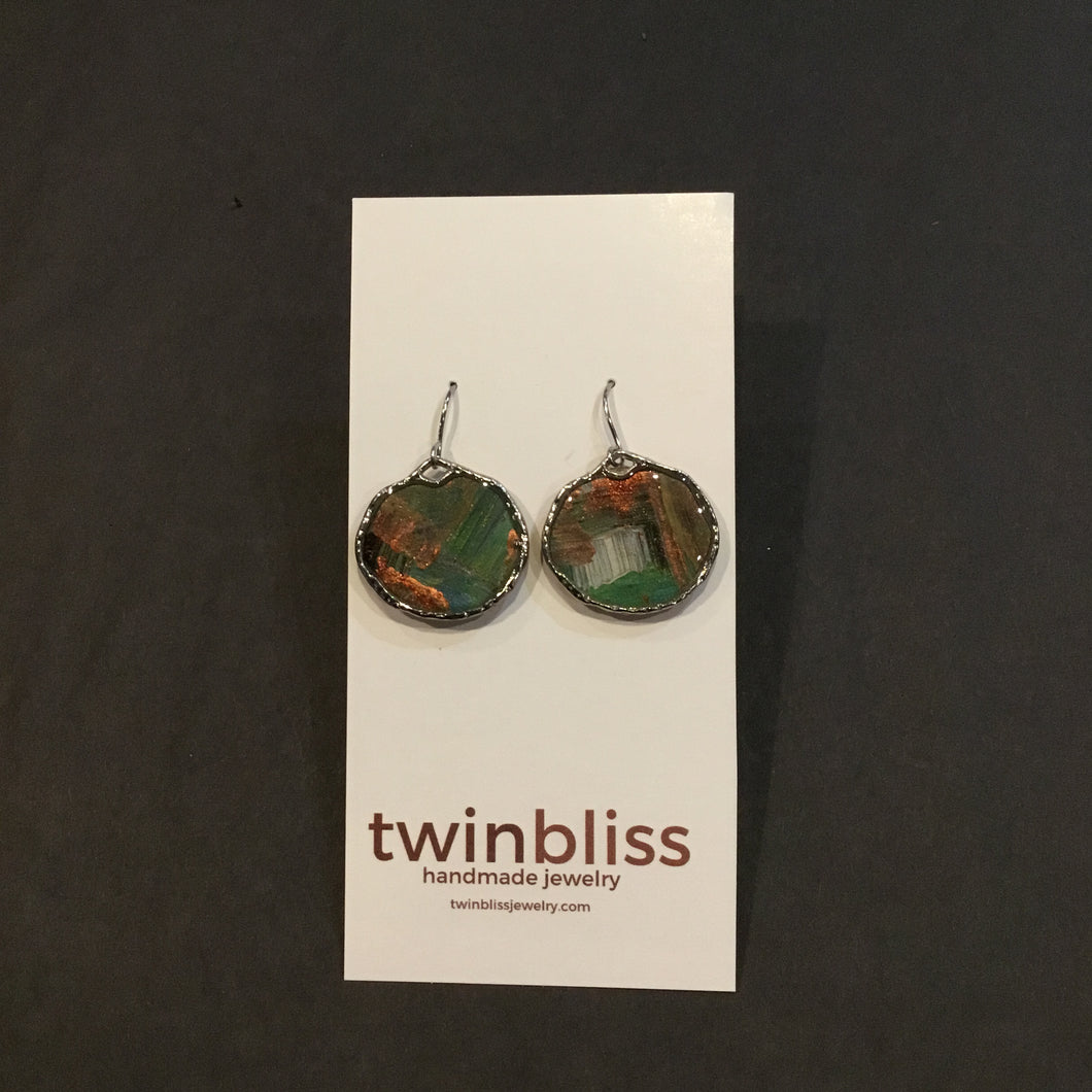 Earth & Sky - Abstract Large Silver Texture Circle