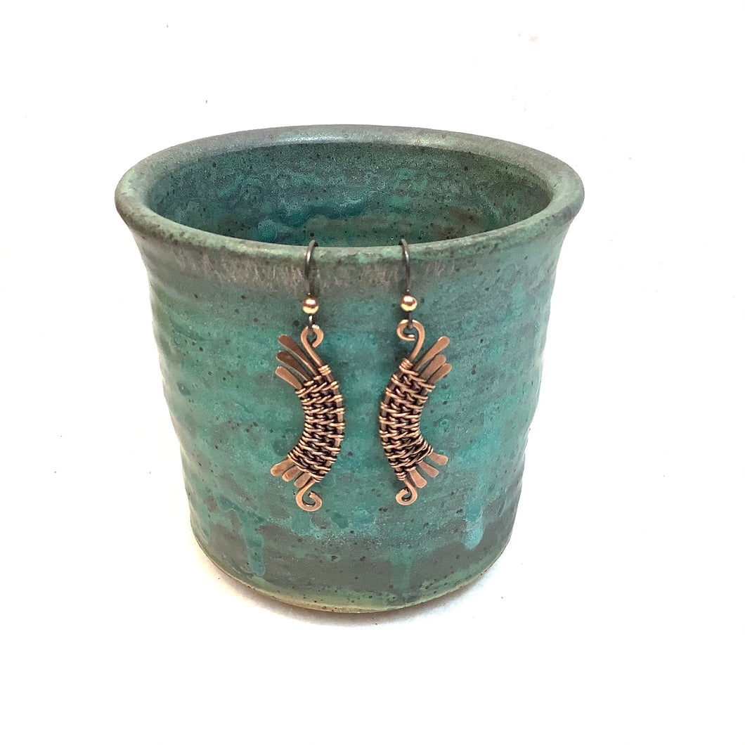 Horizontal Stacked Copper Earrings