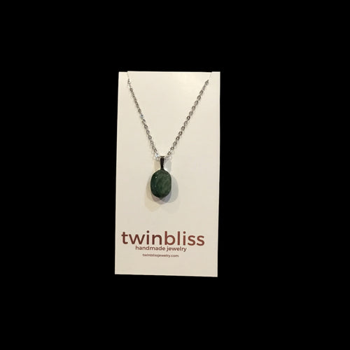 TBJ/K.Nelson Necklace - Natural Emerald Oval Silver