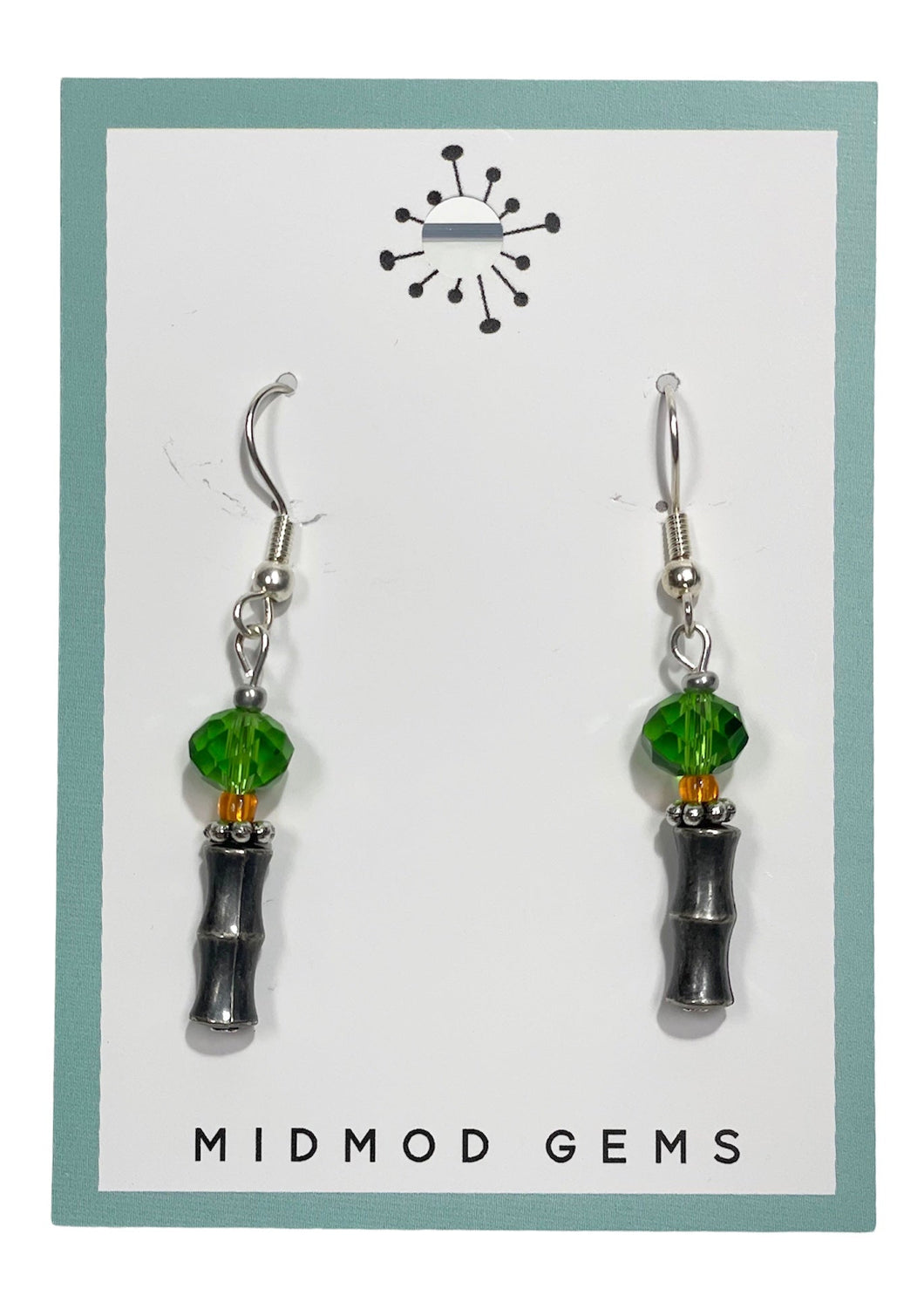 Green Iron Beaded Drop Earrings