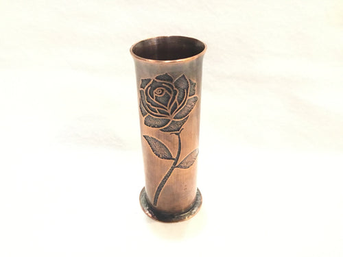 Copper Bud Vase with Rose