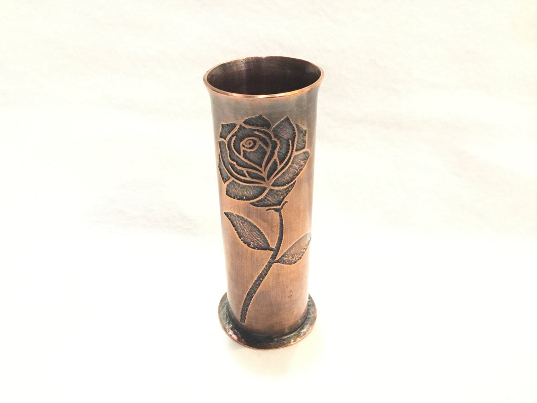 Copper Bud Vase with Rose
