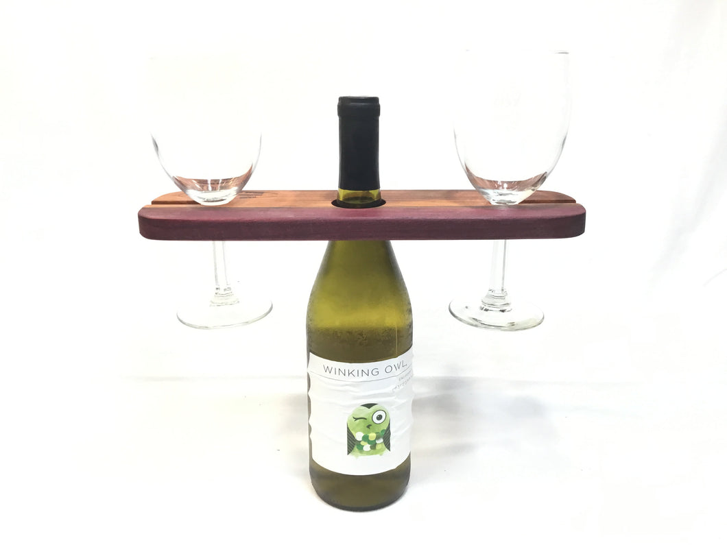 Multi Hardwood Wine Bottle and Wine Glass Holder